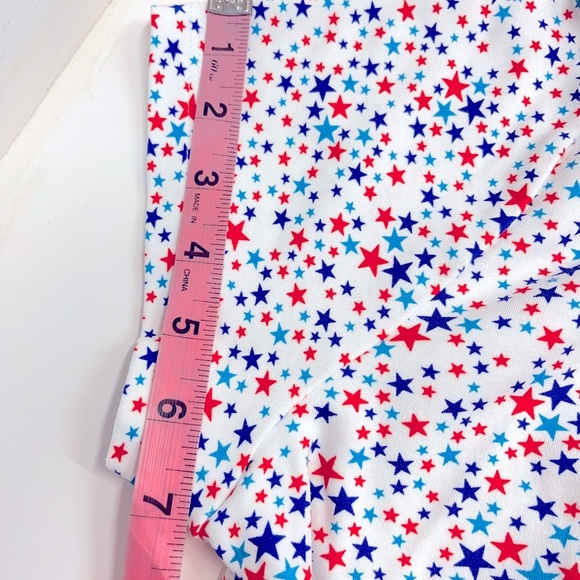 Lands end cotton star collar shirt buttons bottom side slits red white blue top - Picture 7 of 11